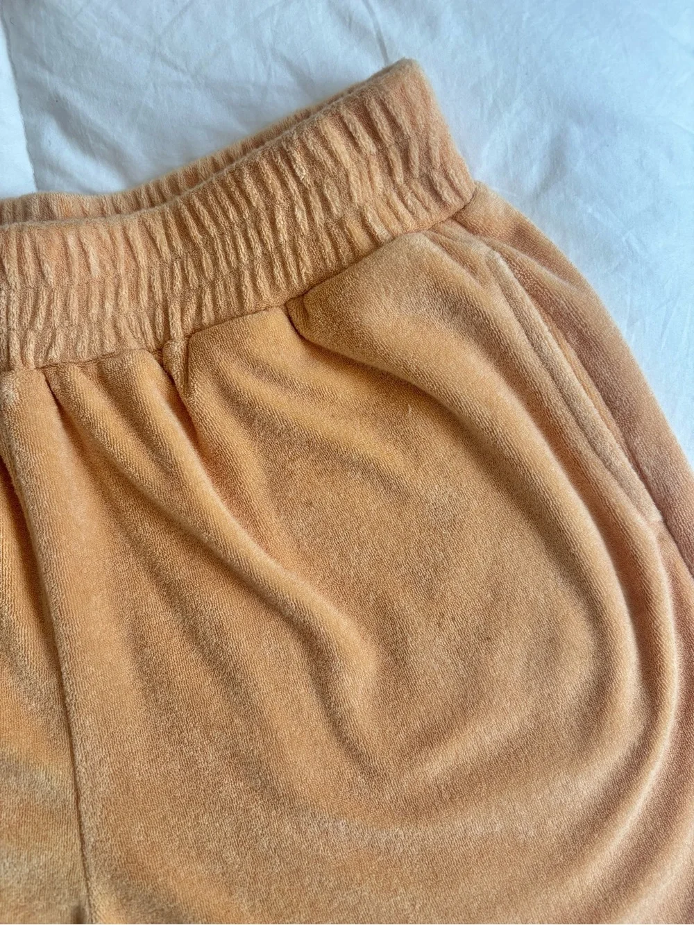 Crescent Terry Crop Bralette & Shorts Set in Peach